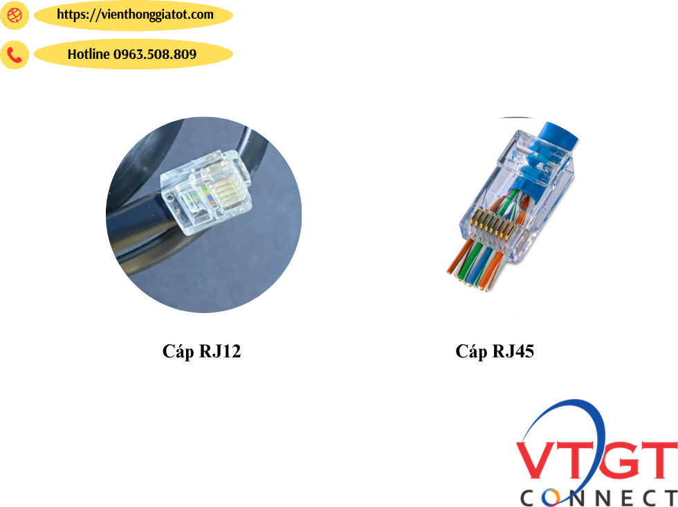 Sự khác biệt giữa cáp RJ12 và RJ45 Sự khác biệt giữa cáp RJ12 và RJ45