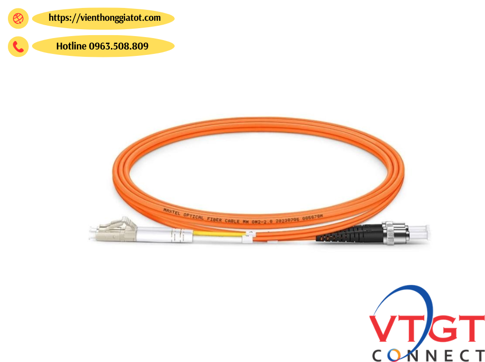 Dây nhảy quang Multi mode MM OM2 50/125μm chuẩn ST-LC Duplex