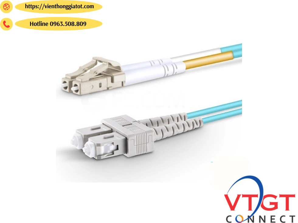 dây nhảy quang Multmode OM3 SC-LC duplex dài 1M
