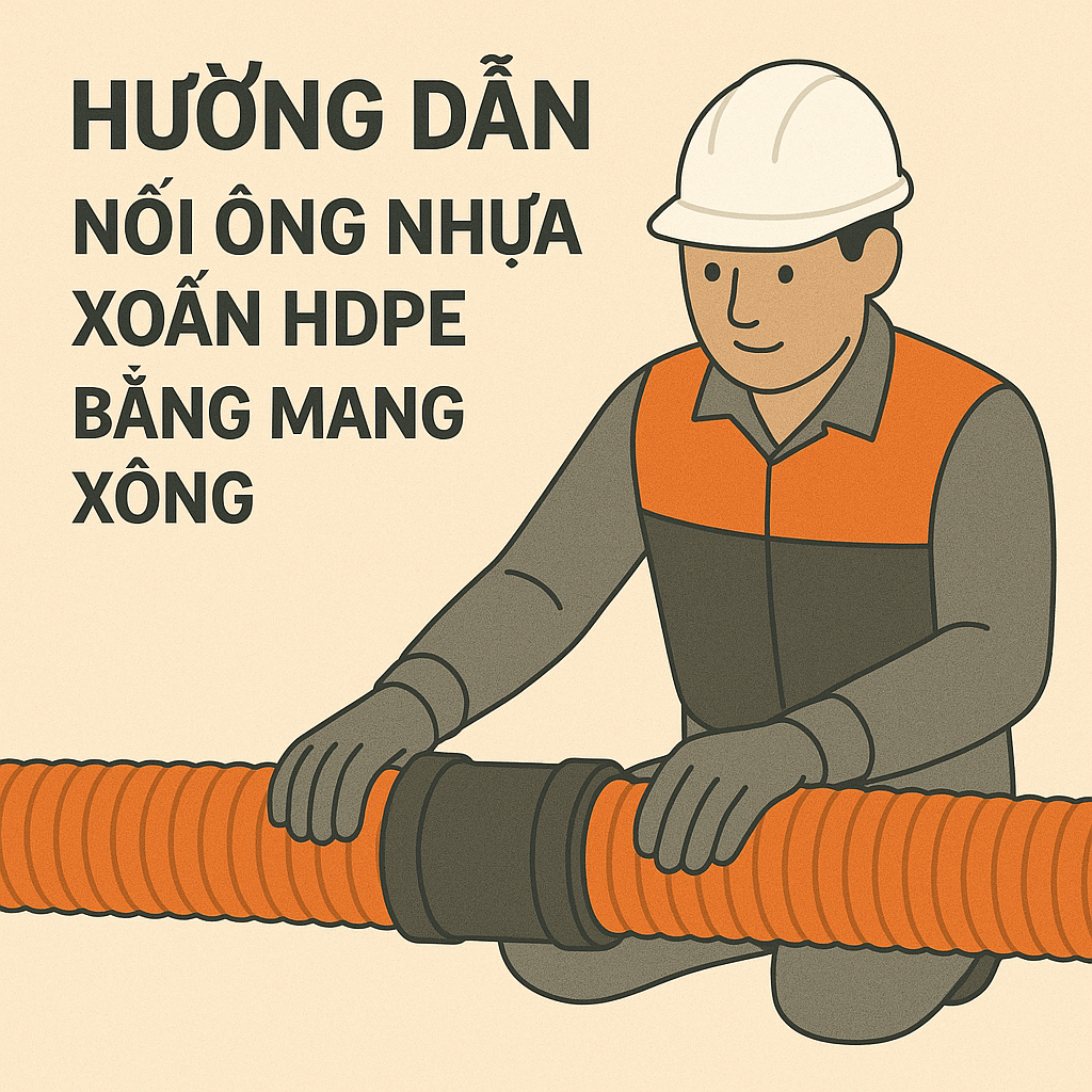 Hướng dẫn nối ống nhựa xoắn HDPE bằng măng xông