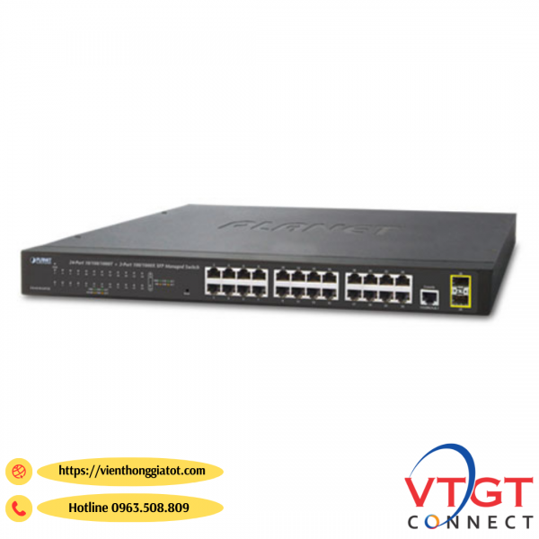 Switch Planet 24 cổng 1G + 2-Port 1000X SFP mã GS-2210-24T2S