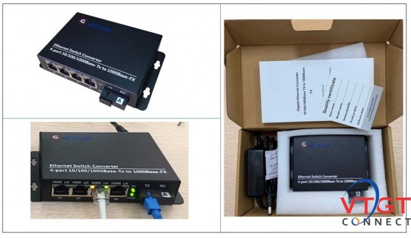 Converter quang Gnetcom 4 Cổng Ethernet 10/100/1000M I PN: GNC-2114S-20A