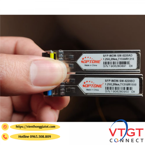 Mô đun quang SFP 1 sợi 1G single mode Optone mã SFP-LX-SM-0220BD