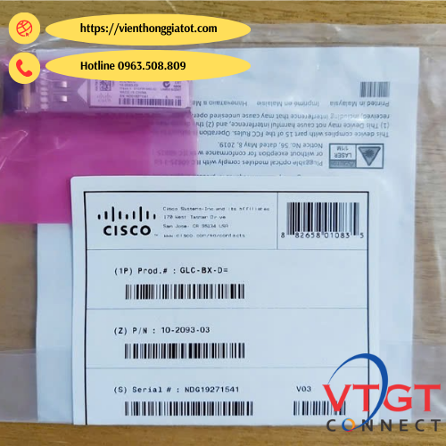 Module quang SFP 1 sợi Cisco GLC-BX-D SMF 1490TX 1310RX Single LC 10KM