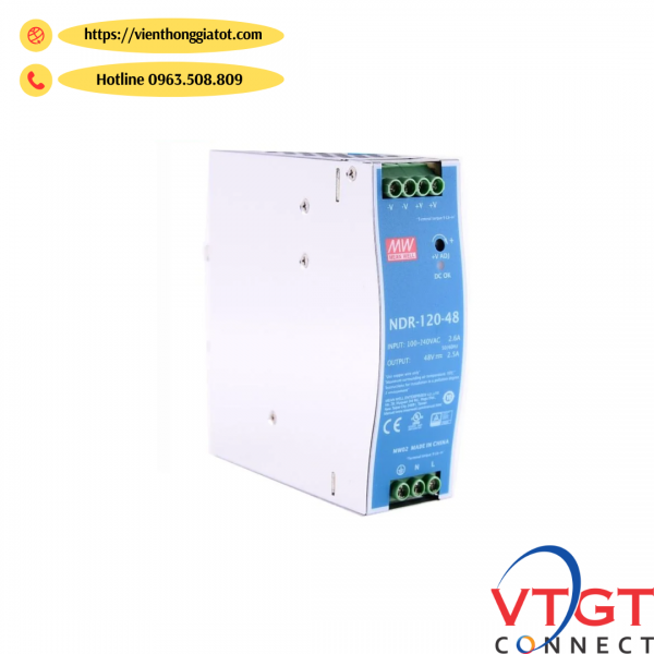 Nguồn công nghiệp Din-Rail 120W/48V model PWR-120-48