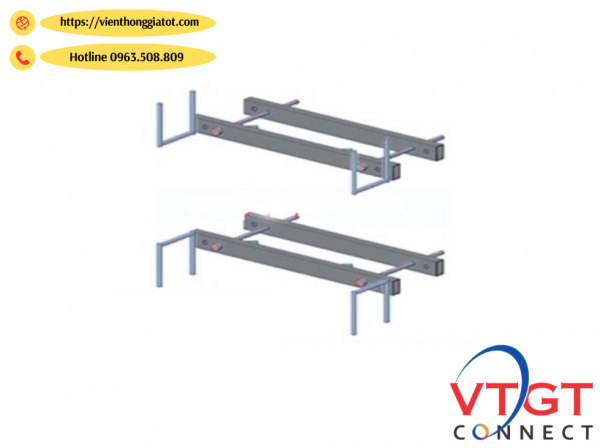 Gông treo cáp quang cột vuông đôi