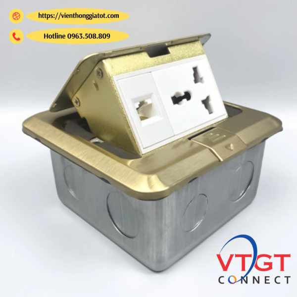 Bộ âm sàn 1 điện 3 chấu 1 mạng LAN RJ45 CAT6 