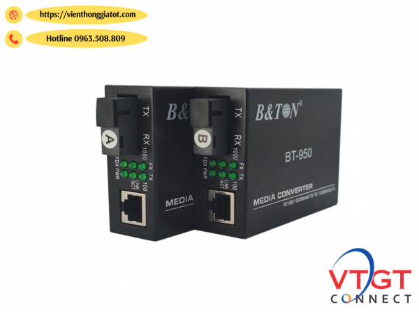 Bộ chuyển đổi quang điện 1 sợi 10/100/1000M BTON model BT-950GS-20A