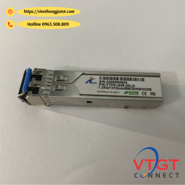 Module quang WINTOP YTPS-G35-40LD - 1.25G SFP SM WDM Tx1310/Rx1550 FP 40KM LC with DDM.