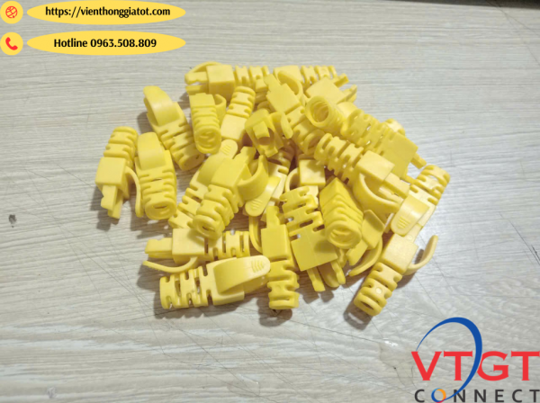 Đầu chụp hạt mạng CAT6 lẫy gài màu vàng (yellow) 