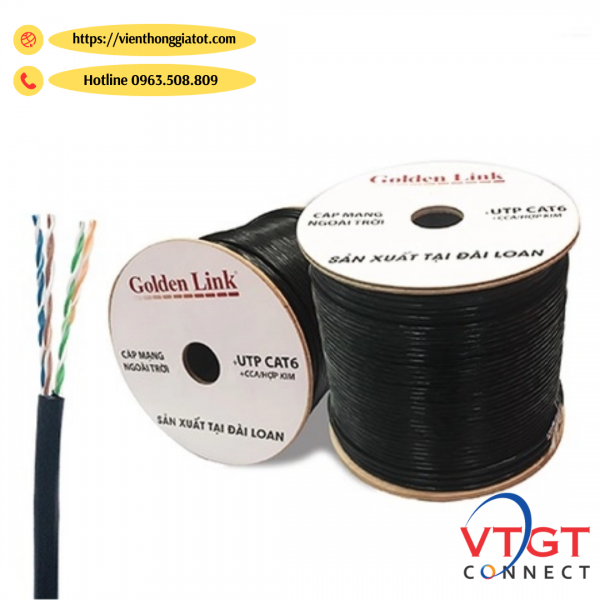 Dây cáp mạng ngoài trời Cat 6  Golden Link UTP Platium TAIWAN-TW1105-PE