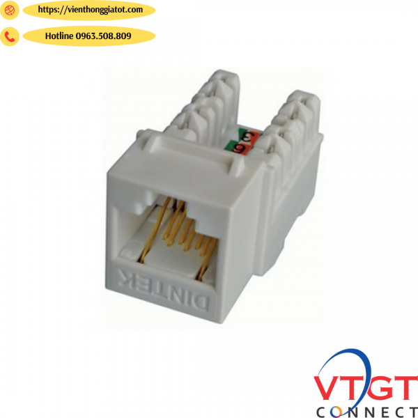 Ổ cắm mạng âm tường DINTEK Module Jack Cat.6 (1305-04017)