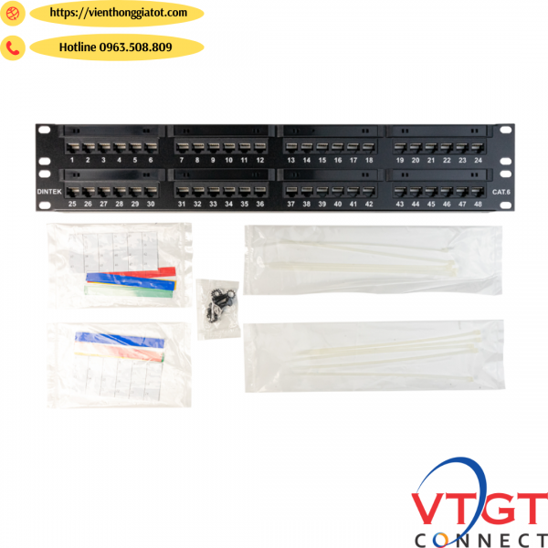 Patch panel 48 cổng Dintex  CAT6 UTP (1402-04012)