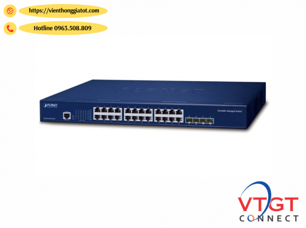 SGS-6310-24T4X Thiết bị chuyển mạch Switch Planet L3 24-Port 10/100/1000T + 4-Port 10G SFP+ Stackabl