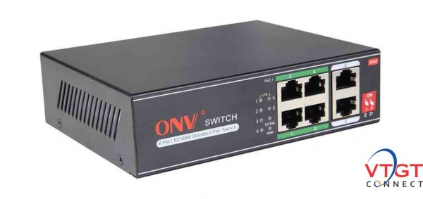  Switch POE ONV 6 Port (4 PoE + 2 Uplink Fast Ethernet)-ONV H1064PLS 10/100M