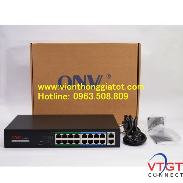 Switch POE ONV 18 Port (16 PoE + 2 Uplink Fast Ethernet)-ONV-H1016PLS
