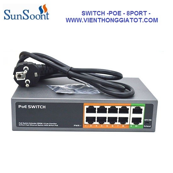 Switch 8 cổng port POE cho camera, wifi