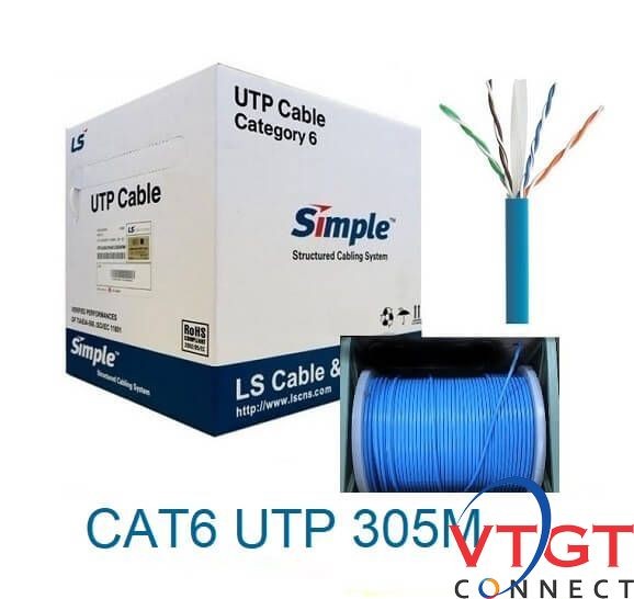 Cáp mạng LS Cat6 AWG,PVC,CMX, U/UTP