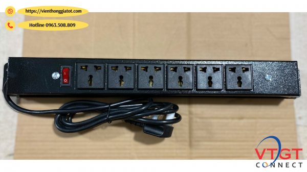 Thanh Nguồn PDU 6 Cổng (6 chấu) Đa Năng không CB attomat
