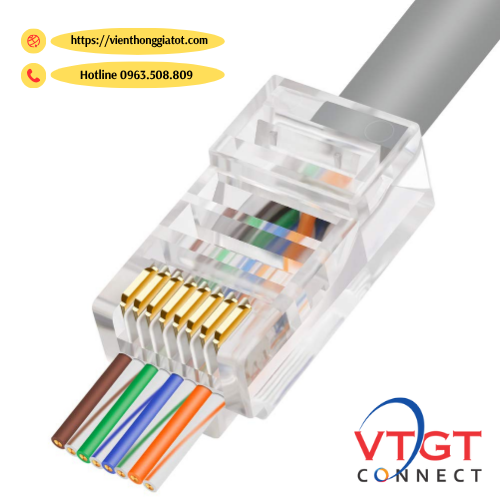 Hạt mạng Đầu mạng Cat5e Cat6 xuyên thấu RJ45