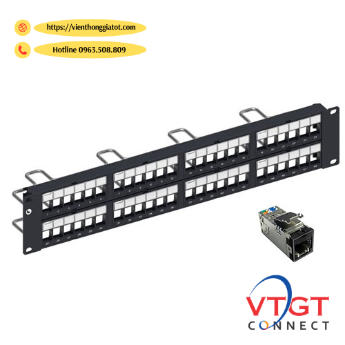 Patch Panel Cat6A Commscope chống nhiễu 48 port,UTP, 2U, P/N: 760162818 | UNP-6A-DM-2U-48